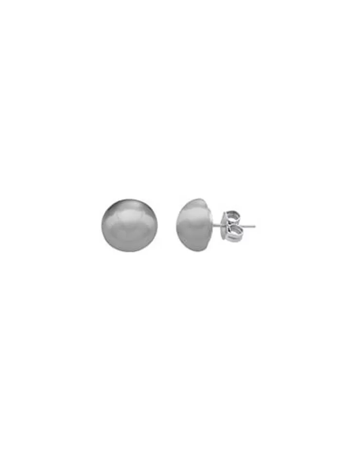 Shop Majorica 12Mm Grey Mabe Pearl Earrings In Silver