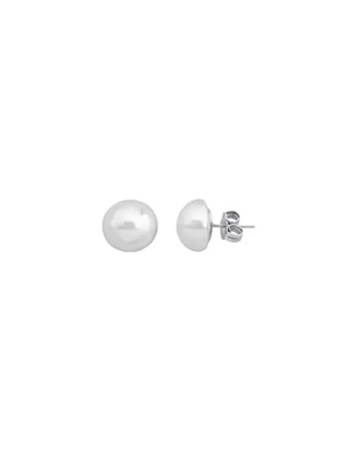 Clearance Majorica 12Mm White Mabe Pearl Earrings In Silver