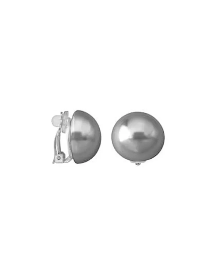 New Majorica 18Mm Grey Pearl Mabe Clip Earrings