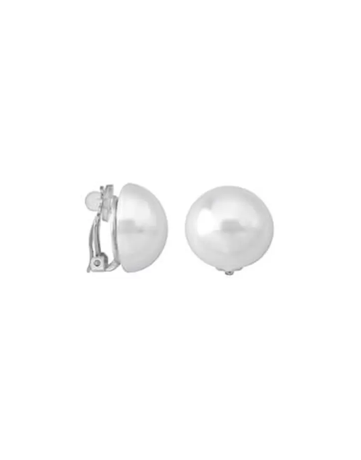 Store Majorica 18Mm White Pearl Mabe Clip Earrings