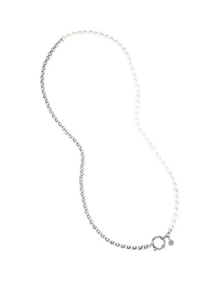 Fashion Majorica 70Cm Ibiza Necklace Combining Pearls And Steel