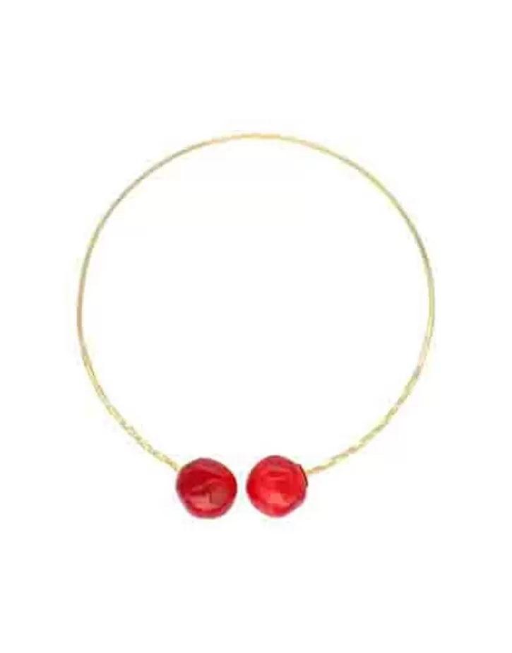 New Majorica Adjustable Choker Capri With Red Murano Glass