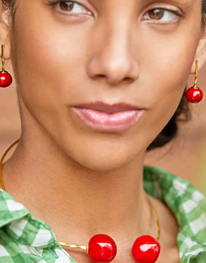 adjustable_choker_capri_with_red_murano_glass_3.webp New Majorica Adjustable Choker Capri With Red Murano Glass