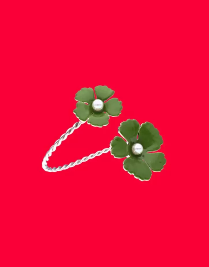 adjustable_santorini_flower_olive_green_bracelet_in_silver_3.webp Discount Majorica Adjustable Santorini Flower Olive Green Bracelet In Silver