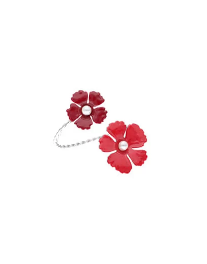 Best Majorica Adjustable Santorini Flower Red Bracelet In Silver