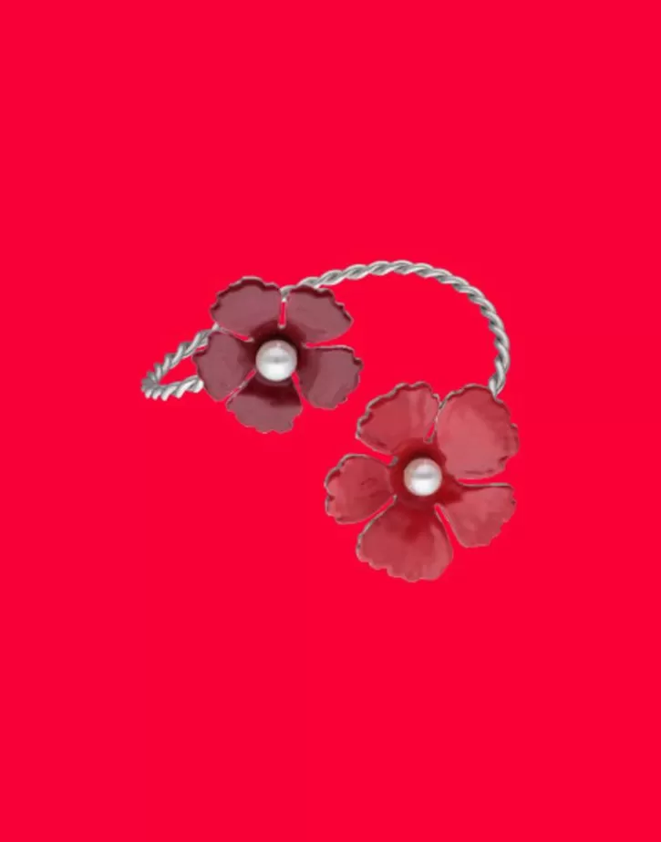 adjustable_santorini_flower_red_bracelet_in_silver_3.webp Best Majorica Adjustable Santorini Flower Red Bracelet In Silver