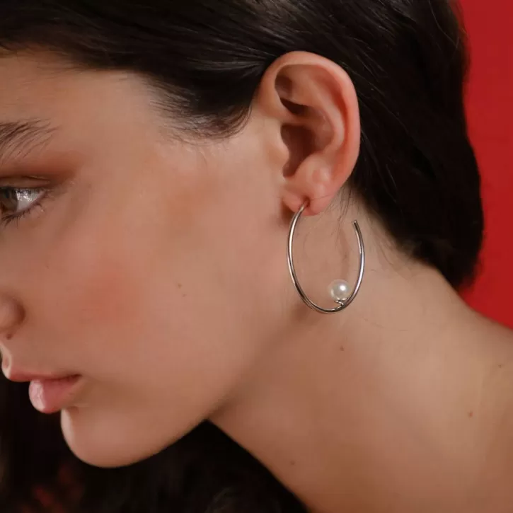 Online Majorica Alba Silver Hoop Earrings