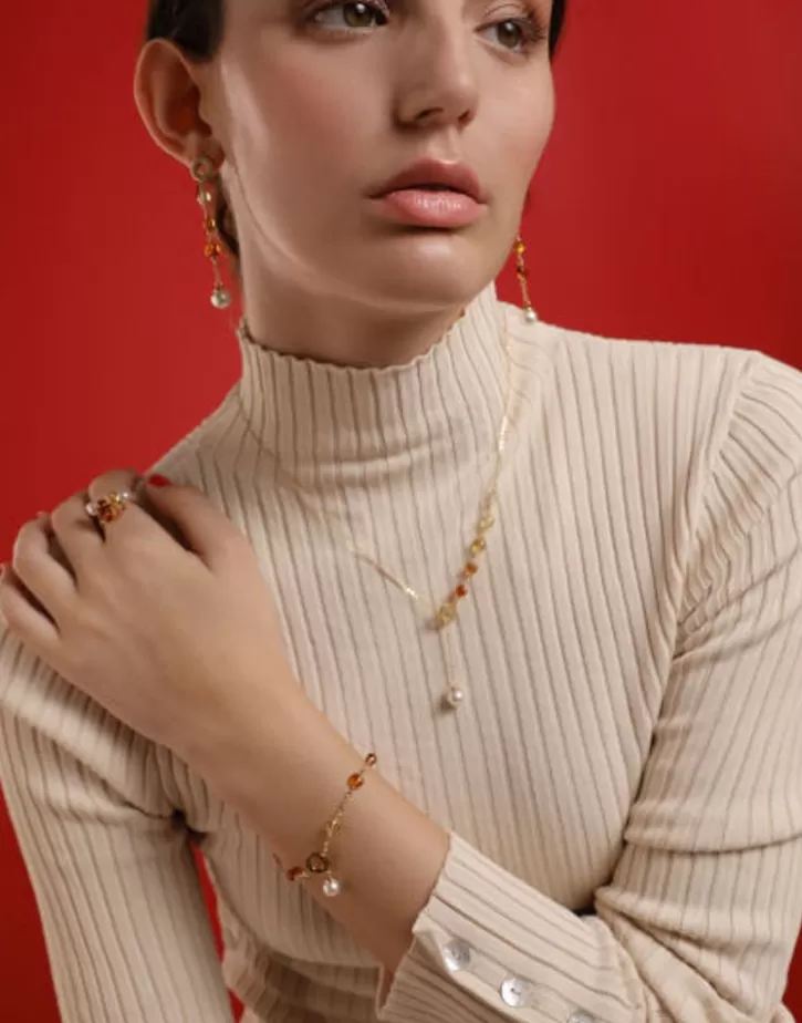 algaida_bracelet_with_round_pearl_and_amber_murano_glass_2.webp Discount Majorica Algaida Bracelet With Round Pearl And Amber Murano Glass