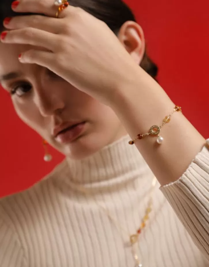 algaida_bracelet_with_round_pearl_and_amber_murano_glass_3.webp Discount Majorica Algaida Bracelet With Round Pearl And Amber Murano Glass