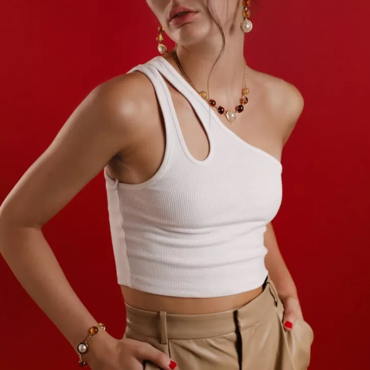 algaida_geometric_bracelet_with_amber_murano_glass_2.webp Store Majorica Algaida Geometric Bracelet With Amber Murano Glass