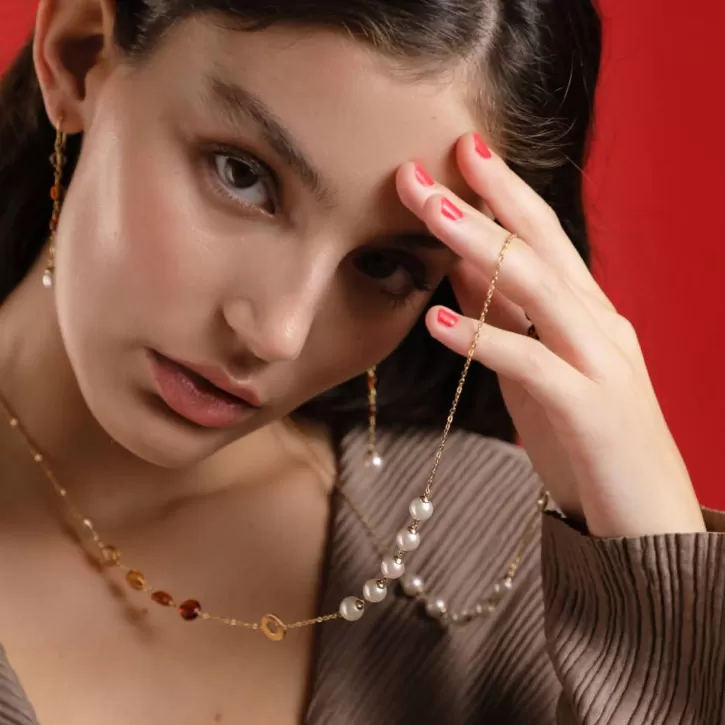 algaida_golden_long_multiposition_necklace_with_amber_murano_glass_4.webp Store Majorica Algaida Golden Long Multiposition Necklace With Amber Murano Glass