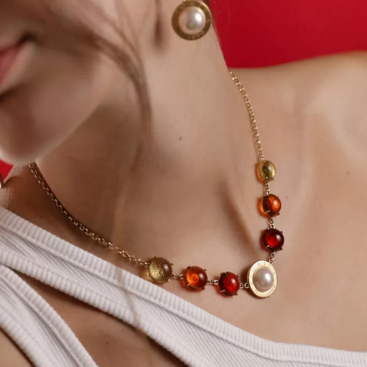 algaida_golden_necklace_with_halfball_pearl_and_amber_murano_glass_4.webp Discount Majorica Algaida Golden Necklace With Half-Ball Pearl And Amber Murano Glass