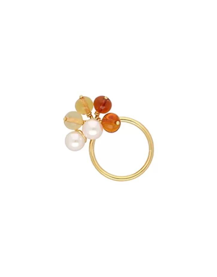 Sale Majorica Algaida Golden Ring With Amber Murano Glass