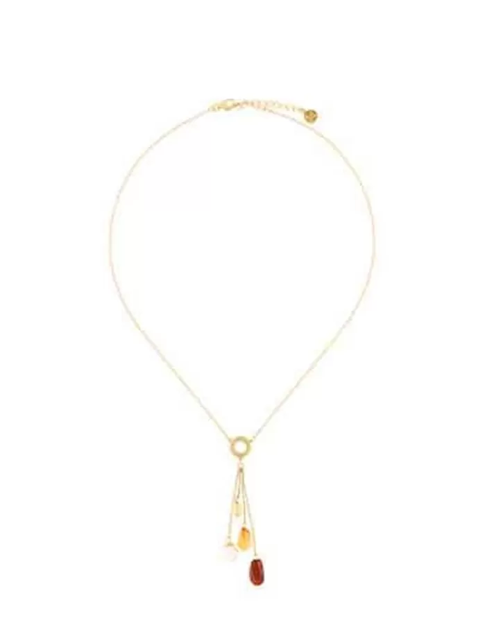 Cheap Majorica Algaida Golden Short Necklace With Amber Murano Glass
