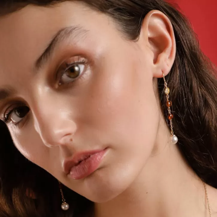 algaida_long_fish_wire_earrings_golden_and_amber_3.webp Flash Sale Majorica Algaida Long Fish Wire Earrings, Golden And Amber