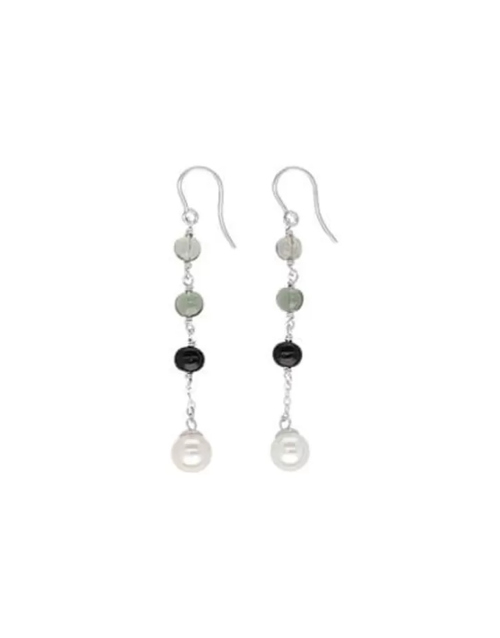 Cheap Majorica Algaida Long Fish Wire Earrings, Silver And Black