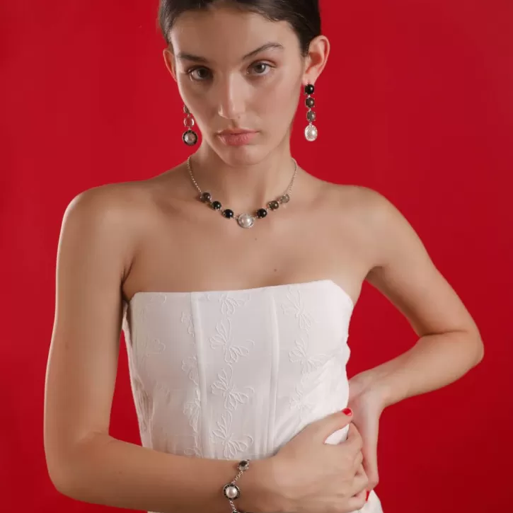 algaida_silver_necklace_with_halfball_pearl_and_black_murano_glass_2.webp Sale Majorica Algaida Silver Necklace With Half-Ball Pearl And Black Murano Glass