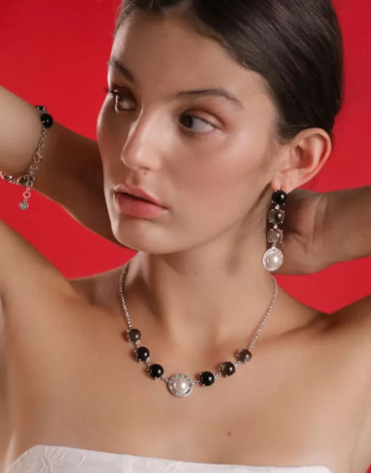 algaida_silver_necklace_with_halfball_pearl_and_black_murano_glass_4.webp Sale Majorica Algaida Silver Necklace With Half-Ball Pearl And Black Murano Glass