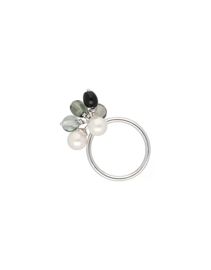 Store Majorica Algaida Silver Ring With Black Murano Glass