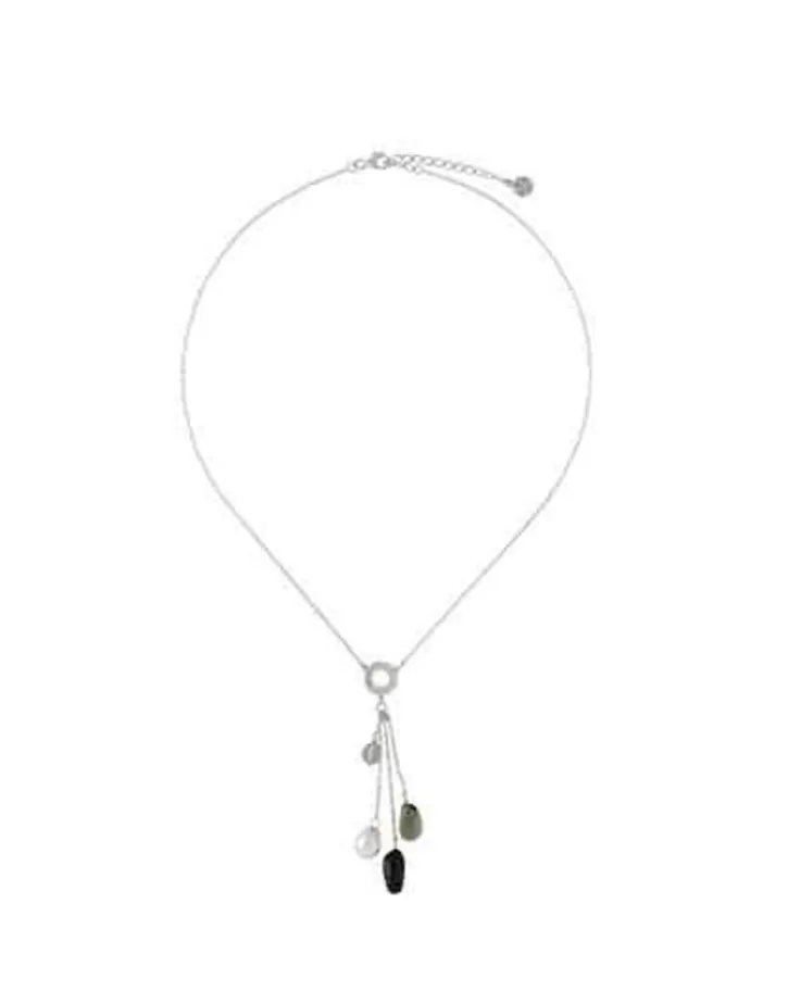 Hot Majorica Algaida Silver Short Necklace With Black Murano Glass