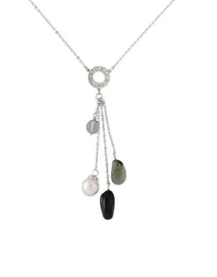 Hot Majorica Algaida Silver Short Necklace With Black Murano Glass