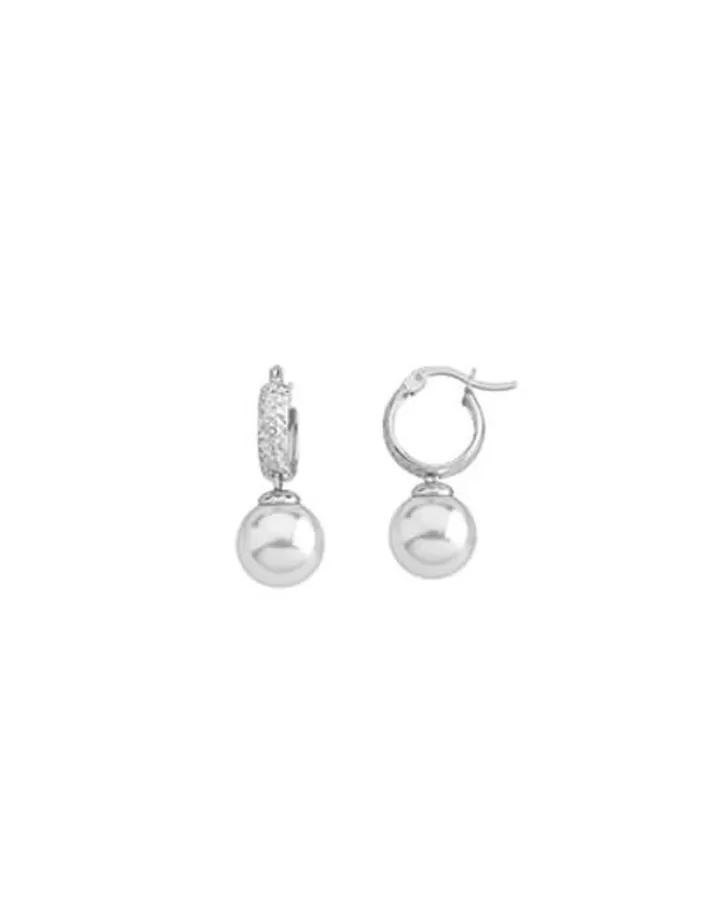 Flash Sale Majorica Anneau Hoop Earrings 22Mm Silver With Pearl