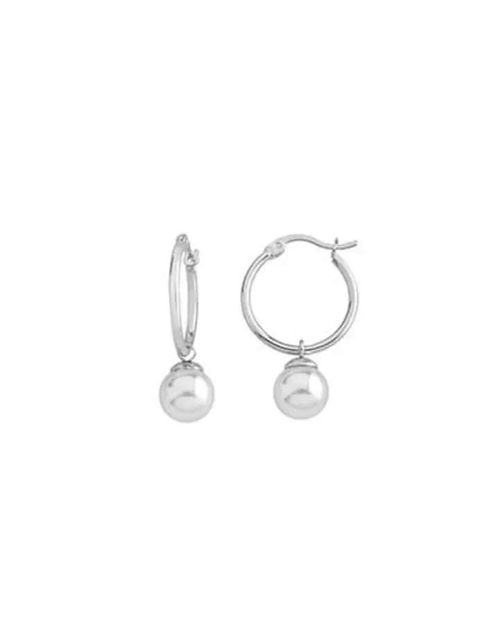 Cheap Majorica Anneau Hoop Earrings 26Mm Silver With Pearl