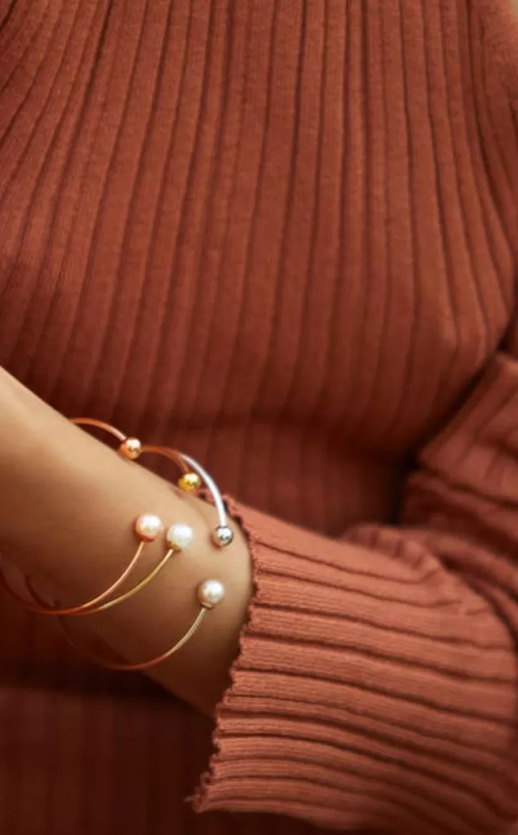 Shop Majorica Big Bracelet Golden Aura With Pink Pearl