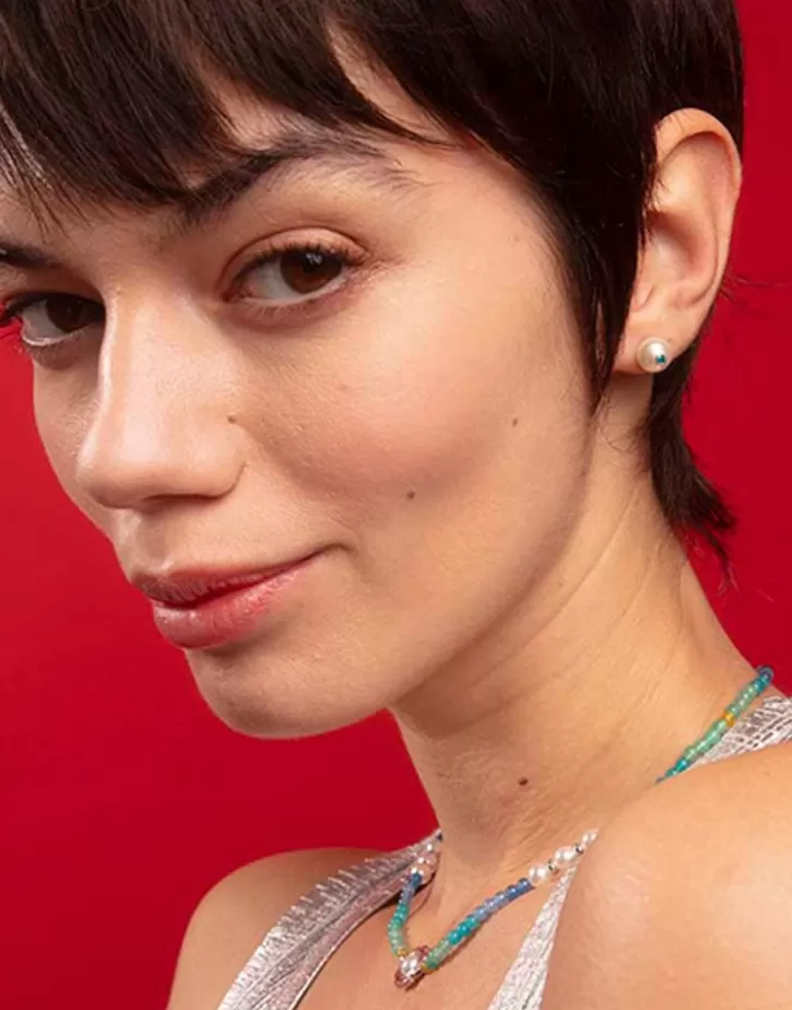 Best Sale Majorica Color Pop Earrings With Round White Pearl And Blue Zirconia