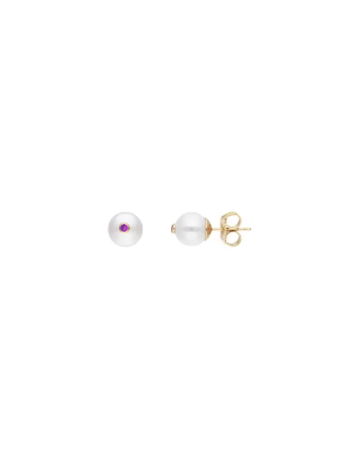 Flash Sale Majorica Color Pop Earrings With Round White Pearl And Magenta Zirconia