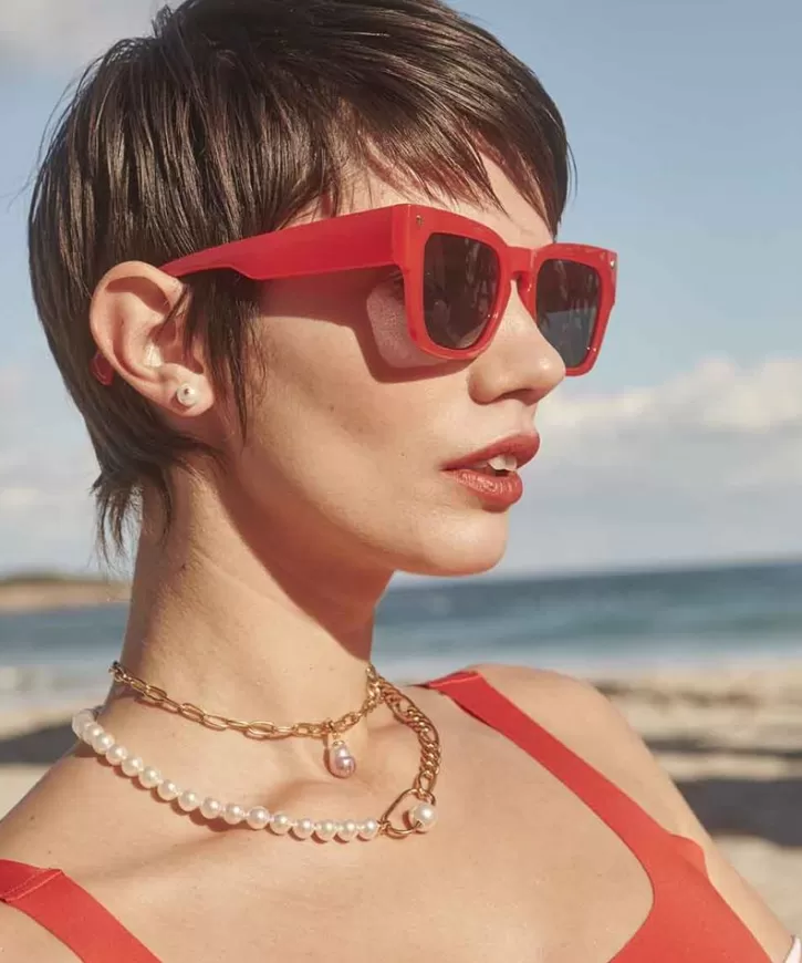 color_pop_earrings_with_round_white_pearl_and_orange_zirconia_2.webp Sale Majorica Color Pop Earrings With Round White Pearl And Orange Zirconia