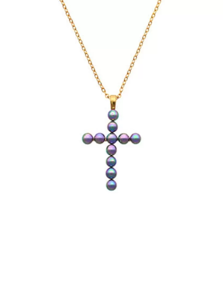 crosses_collection_gold_pendant_with_gray_pearl_2.webp Sale Majorica Crosses Collection Gold Pendant With Gray Pearl