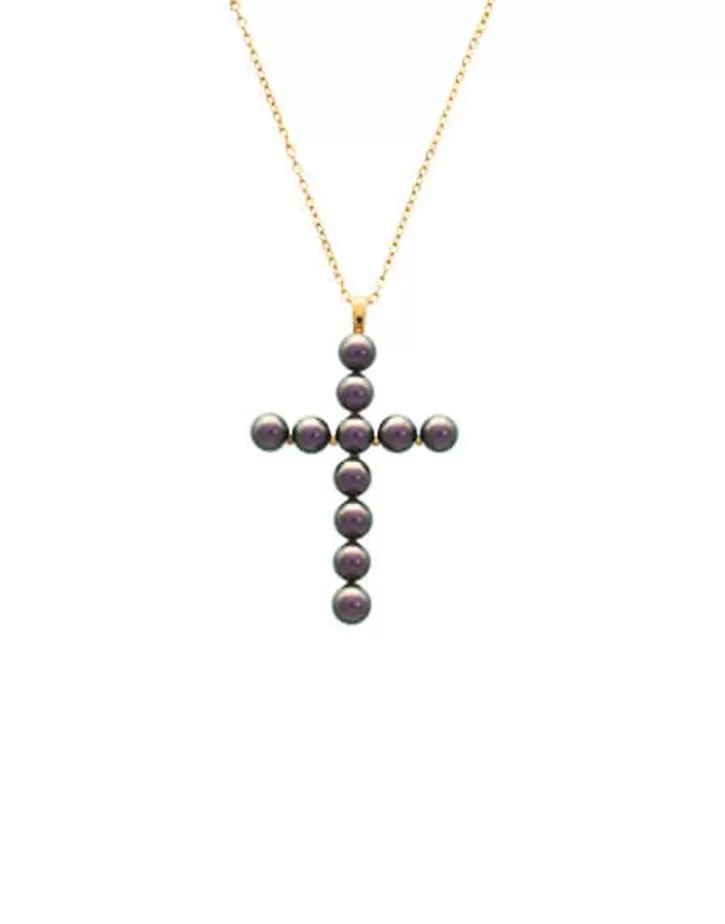 Online Majorica Crosses Collection Gold Pendant With Tahiti Pearl