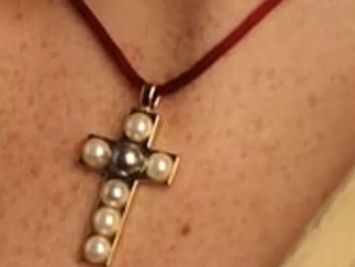 Online Majorica Crosses Collection Gold Pendant With White And Gray Half-Pearl