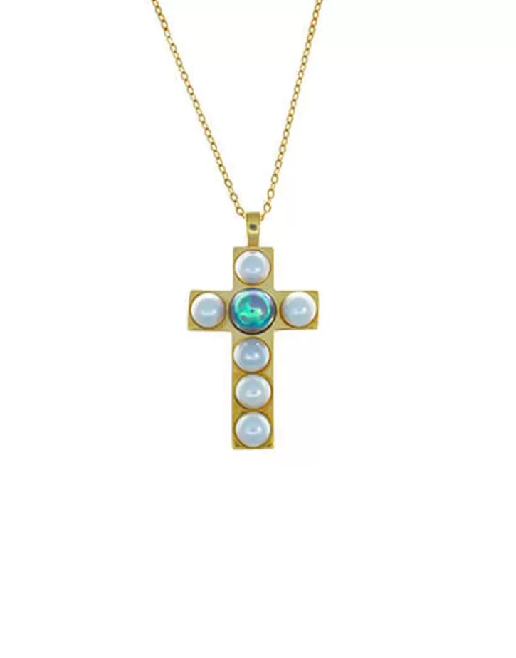 crosses_collection_gold_pendant_with_white_and_gray_halfpearl_2.webp Online Majorica Crosses Collection Gold Pendant With White And Gray Half-Pearl