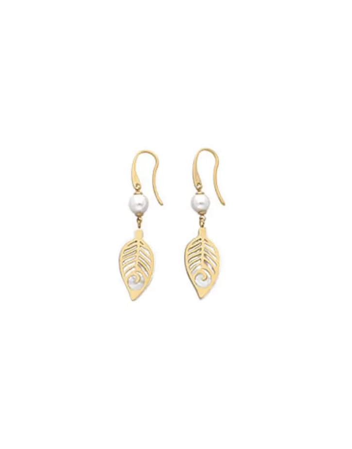Best Majorica Dafne Earrings With Hanging Mother-Of-Pearl Leaves