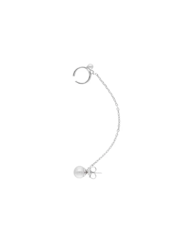 Flash Sale Majorica Dangle Earcuff Earring With Pearl And Silver Chain