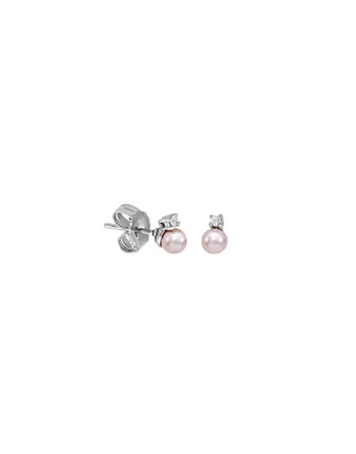 Online Majorica Earrings Cies Silver With 4Mm Pink Pearl And Zircons