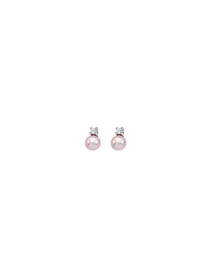 Online Majorica Earrings Cies Silver With 4Mm Pink Pearl And Zircons