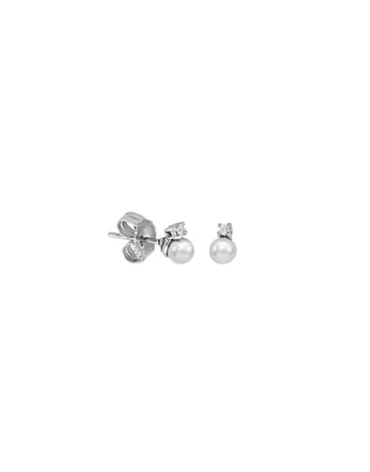 Store Majorica Earrings Cies Silver With 4Mm White Pearl And Zircons