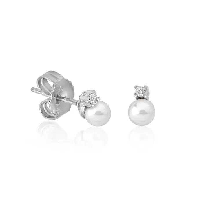 Store Majorica Earrings Cies Silver With 4Mm White Pearl And Zircons