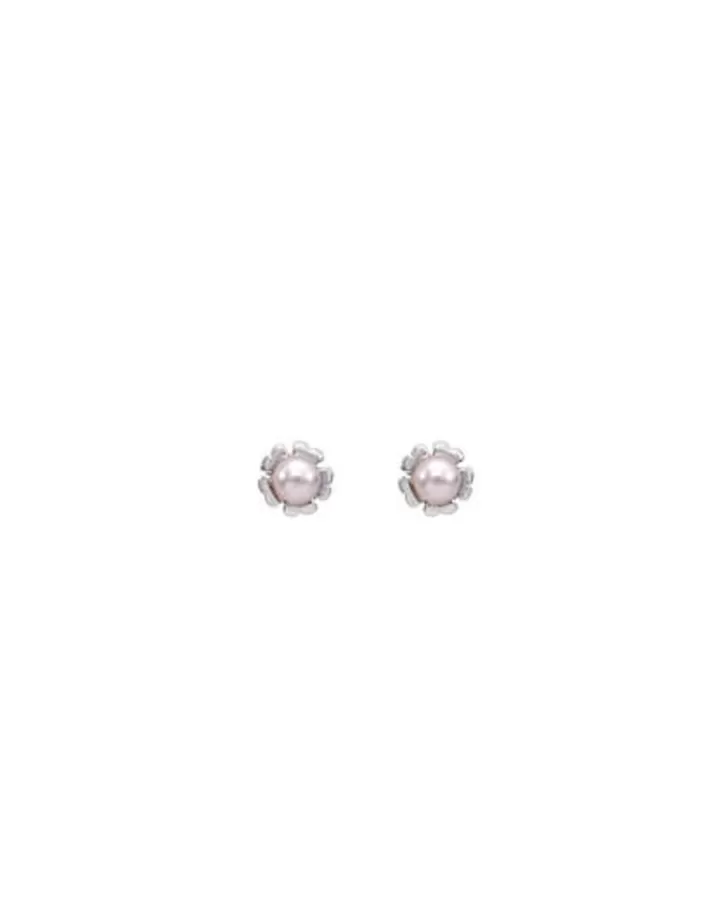 Sale Majorica Earrings Cies Silver With Pink Pearl 4Mm