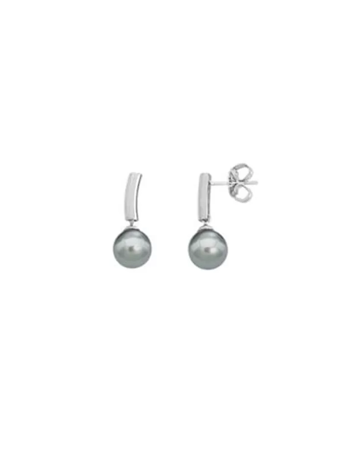Sale Majorica Earrings Espiga Silver With 8Mm Gray Pearl