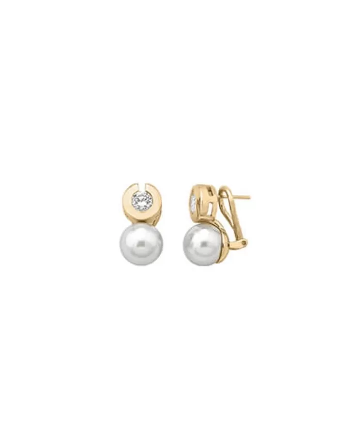 Best Sale Majorica Earrings Exquisite Gold Plated With 10Mm White Pearl And Zircons