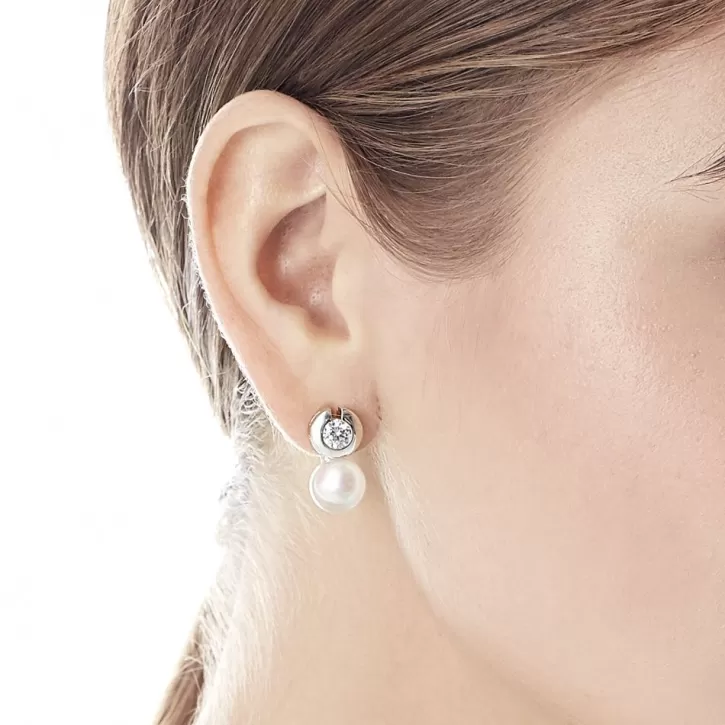 earrings_exquisite_silver_with_10mm_white_pearl_and_zircons_2.webp Fashion Majorica Earrings Exquisite Silver With 10Mm White Pearl And Zircons