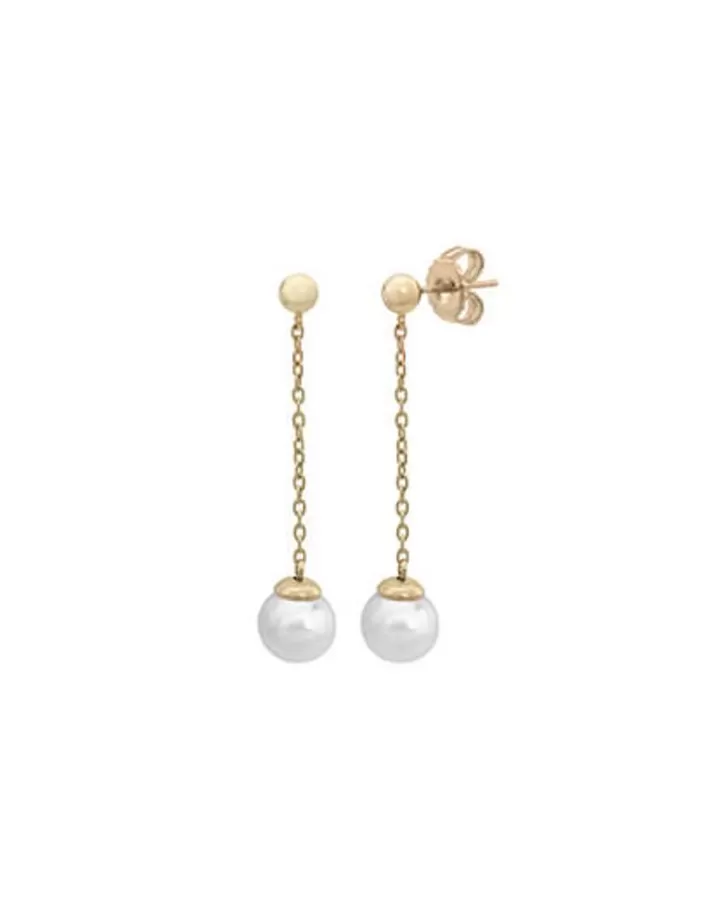 Cheap Majorica Earrings Ilusion Gold Plated With 8Mm White Pearl