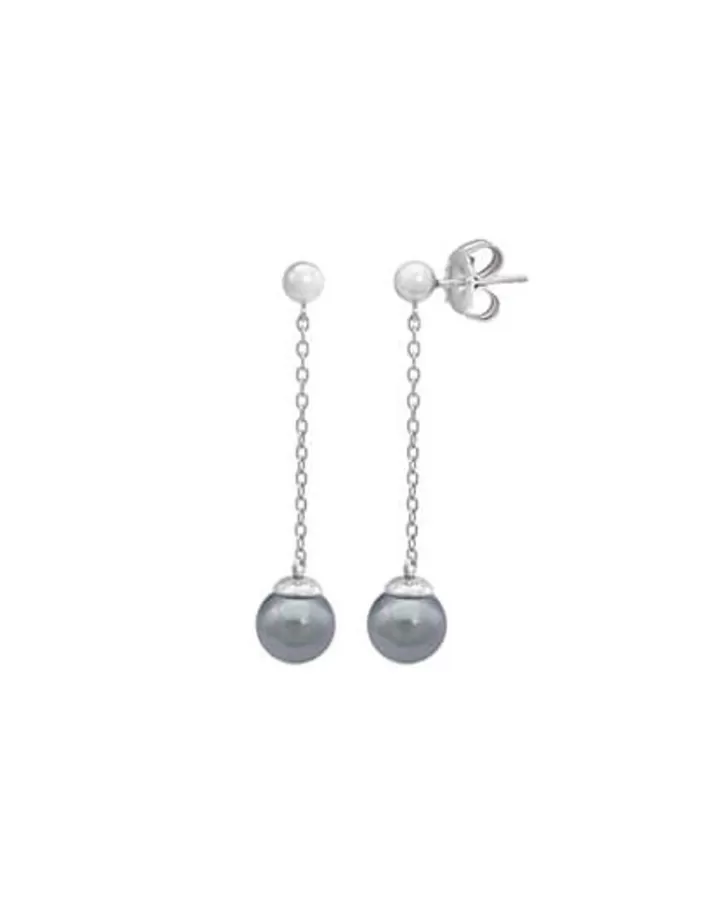 Shop Majorica Earrings Ilusion Silver With 8Mm Gray Pearl