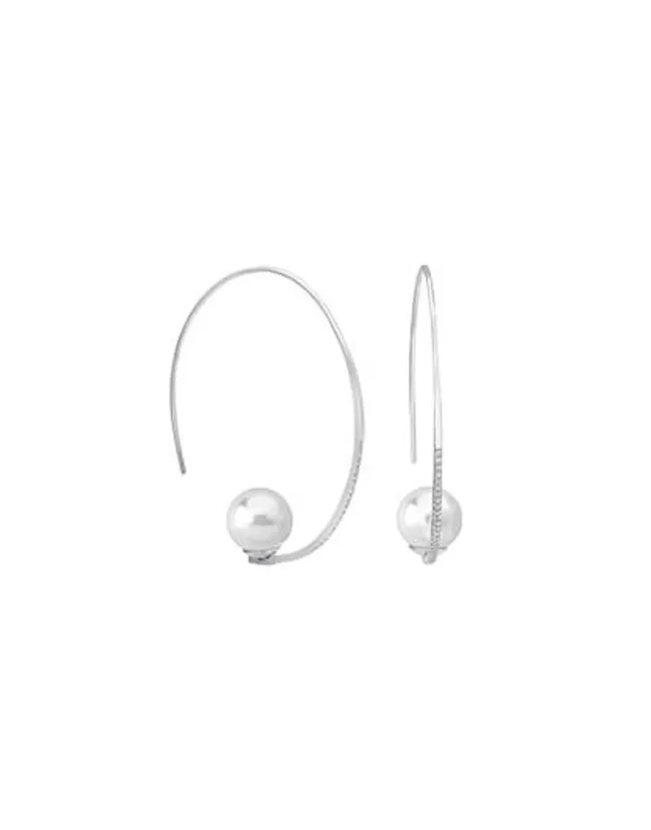 New Majorica Earrings Isadora Steel With Zircons Small