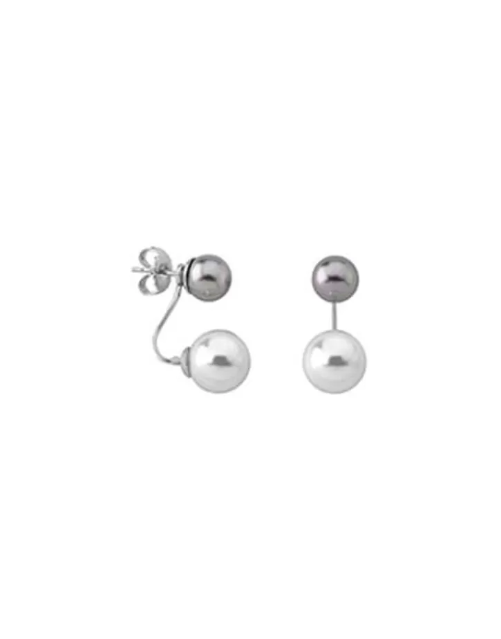 Discount Majorica Earrings Jour Silver With 8 And 10Mm White And Gray Pearls