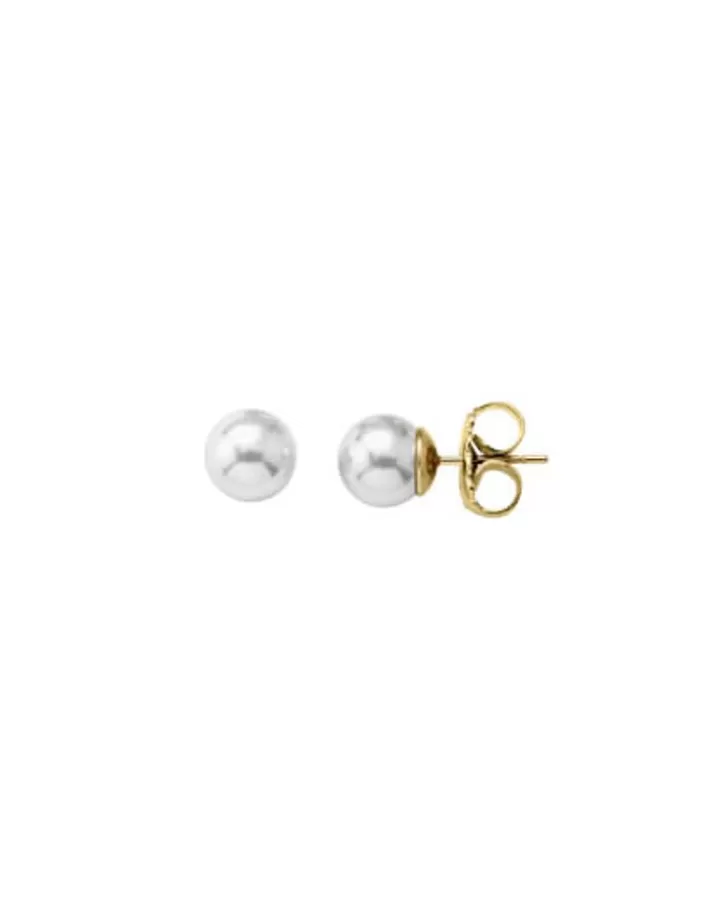 New Majorica Earrings Lyra Gold Plated With 10Mm White Pearl